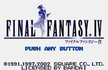 Final Fantasy IV title screen for WonderSwan Color